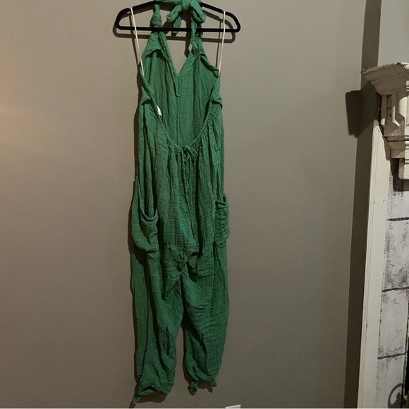 New! Free People free-est Knot It Up Low-back Jumpsuit in Green 28072 - Picture 10 of 13